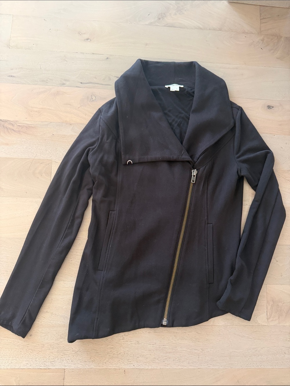 Women's Black Asymmetrical Rayon Zip Front Jacket